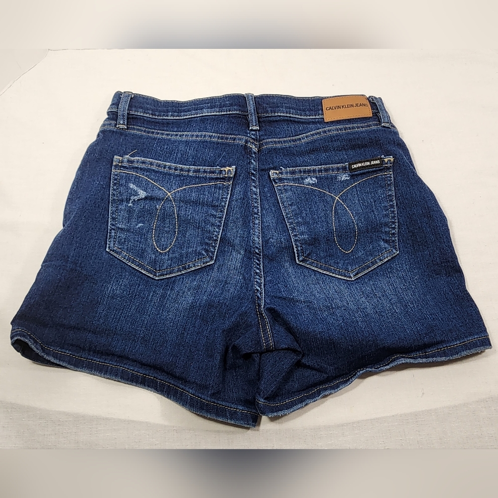 ❤️ CALVIN KLEIN JEANS WOMEN'S DISTRESSED DENIM HIGH RISE STRETCH SHORTS SIZE 28❤ - Picture 11 of 11